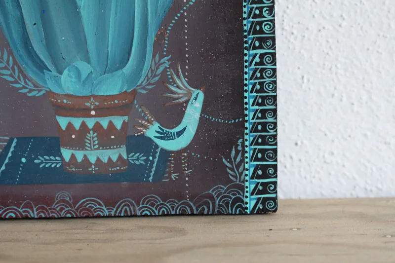 Agave, peinture cactus mexicain et oiseau