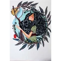 Apprivoiser, portrait femme et oiseau