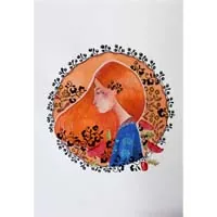 Changement de saison, peinture d’une femme méditative au cœur de la végétation automnale