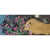 Fleurir sous les étoiles, peinture femme et son jardin