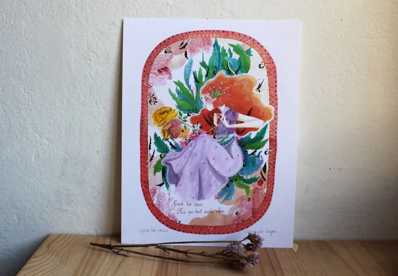 Garde ton coeur, peinture d’un voyage au cœur des émotions dans un jardin symbolique