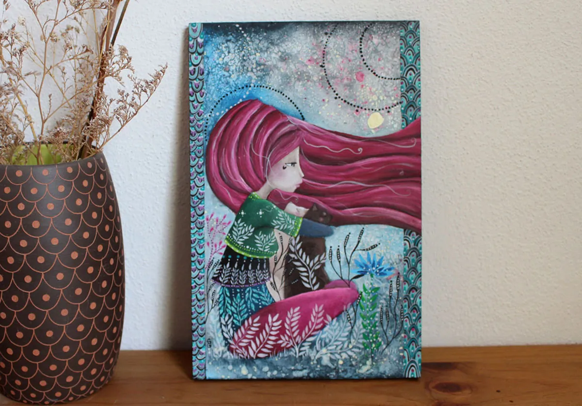 Savoir regarder le monde, peinture d’une femme et un chat