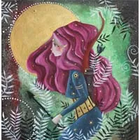 Tu es née guerrière, peinture femme avec un arc
